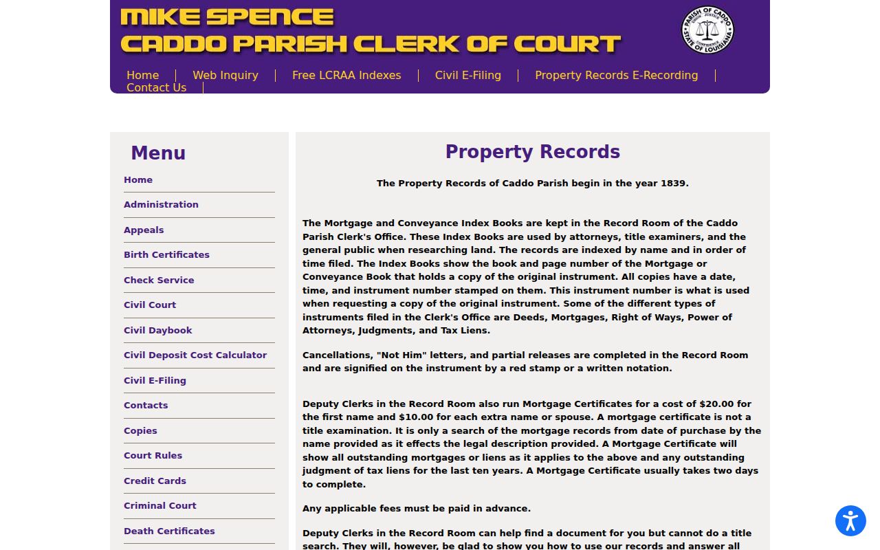 Shreveport residents directory Caddo deed and mortgage records