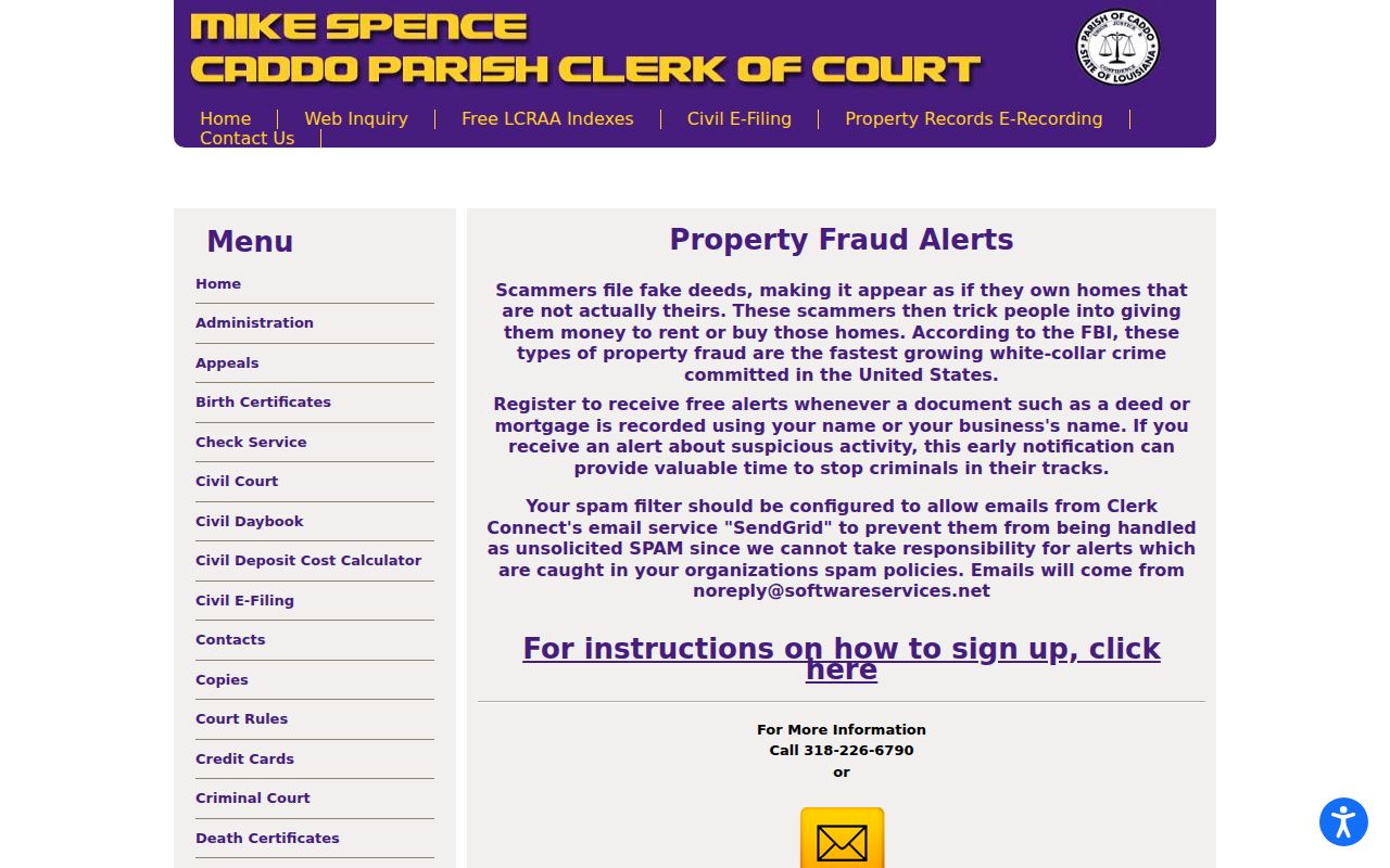 Shreveport residents directory Caddo property fraud alert