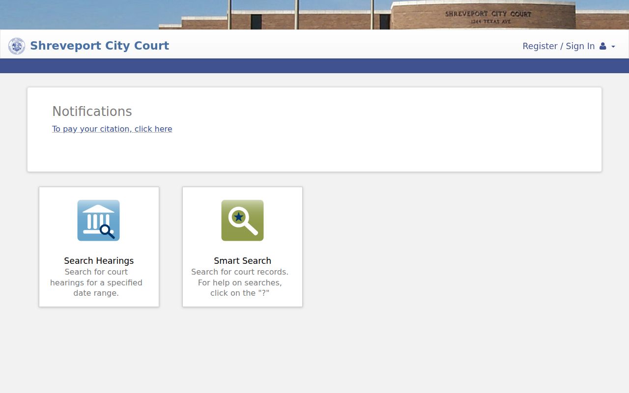 Shreveport residents directory City Court case portal