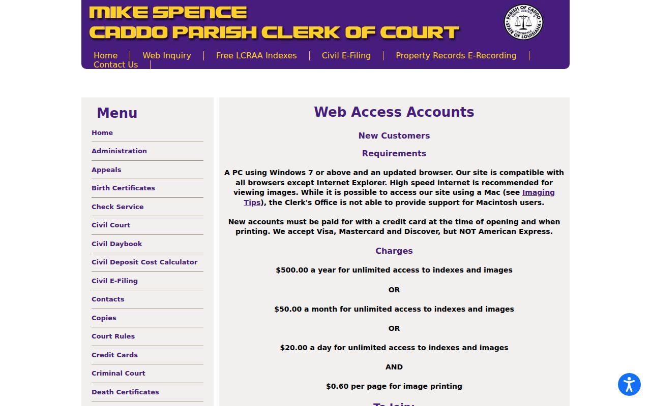 Caddo Clerk online coverage for tracing Shreveport previous residents