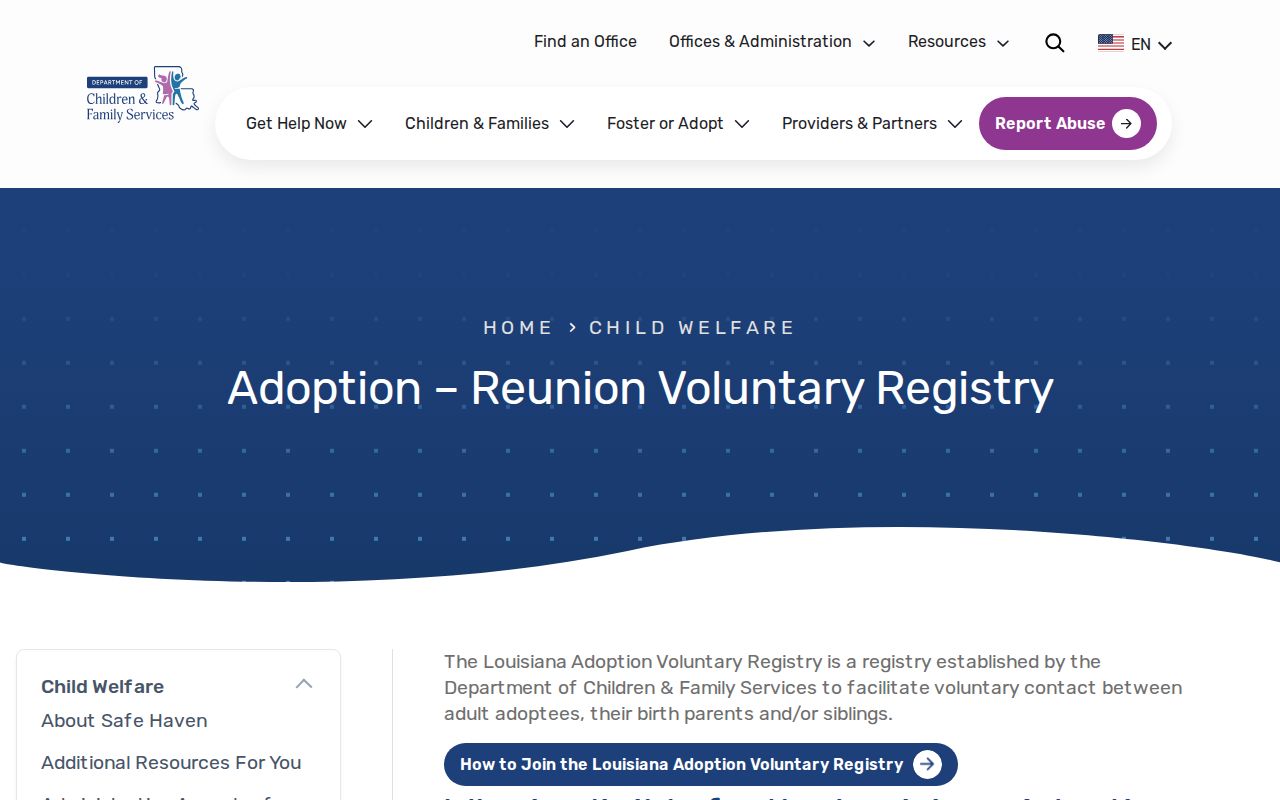 Louisiana adoption reunion registry for sensitive Shreveport family searches