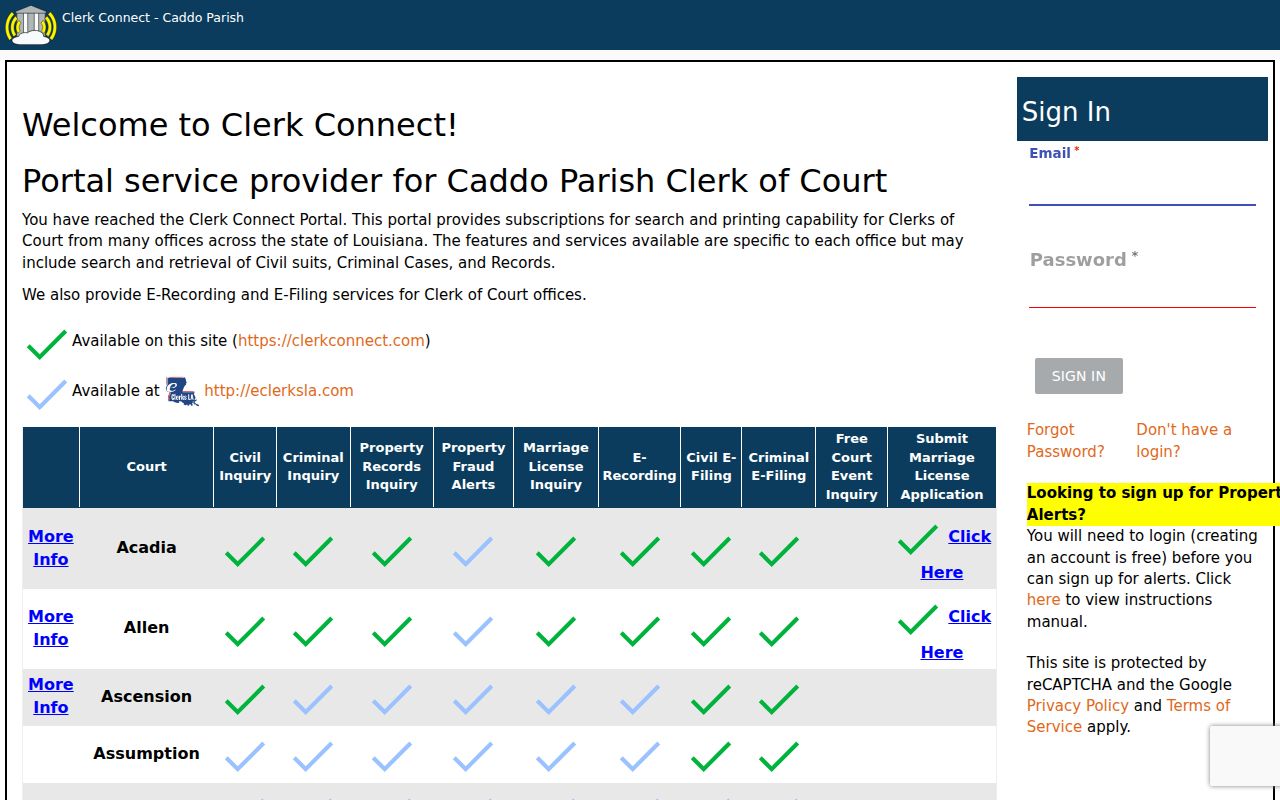Caddo Clerk Connect record search for a Shreveport resident lookup