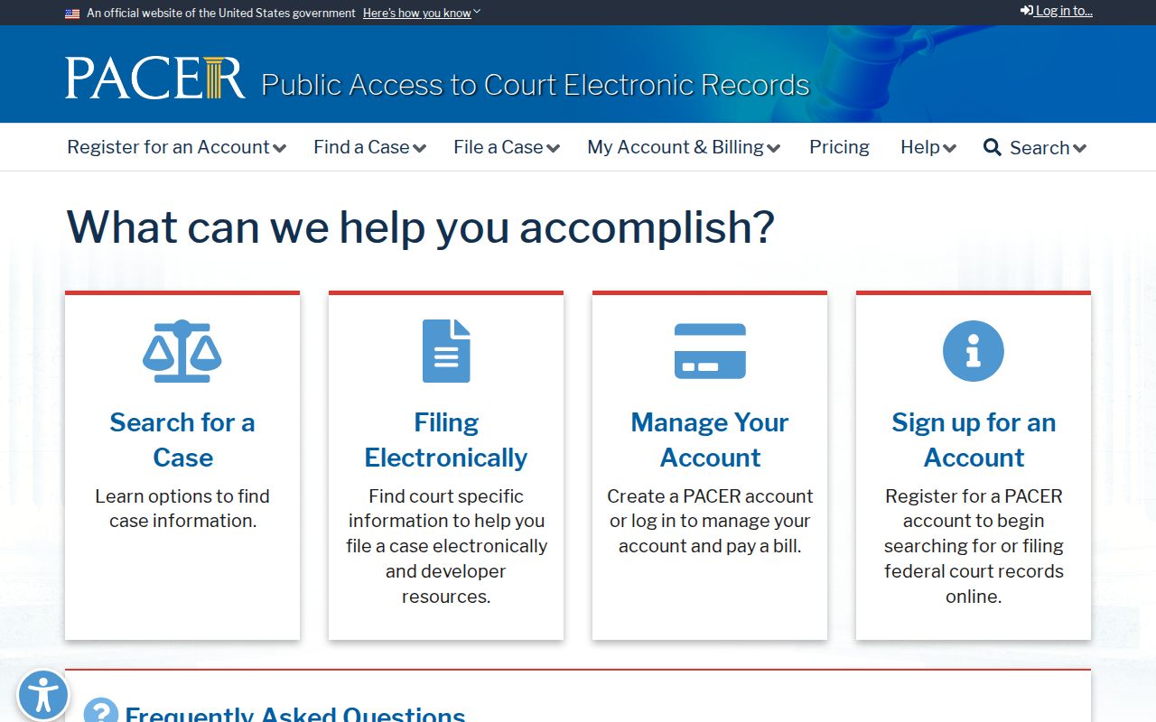 PACER federal court search used to check Shreveport resident records